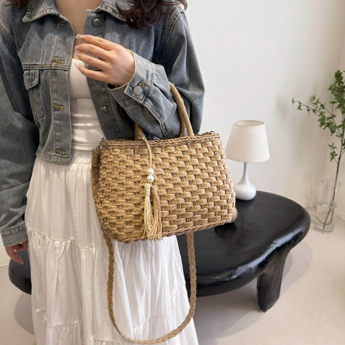 woven Strap Paper Weave Shoulder Bag