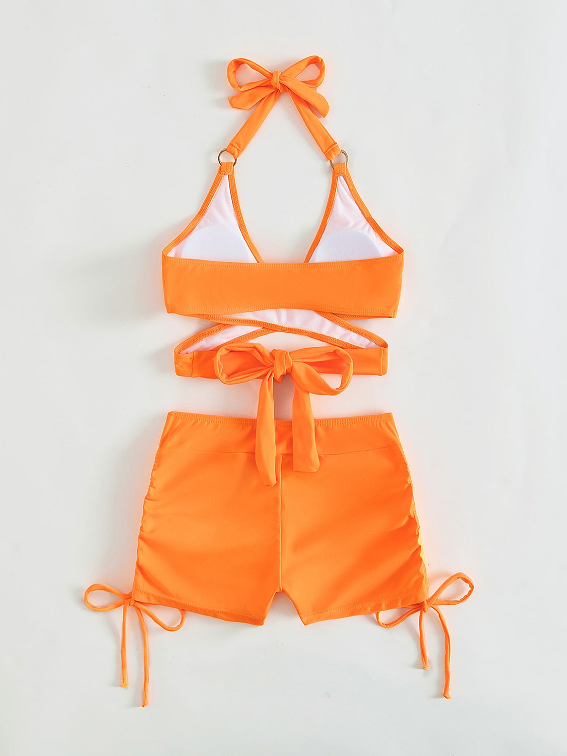 Crisscross Tied Top and Drawstring Shorts Swim Set