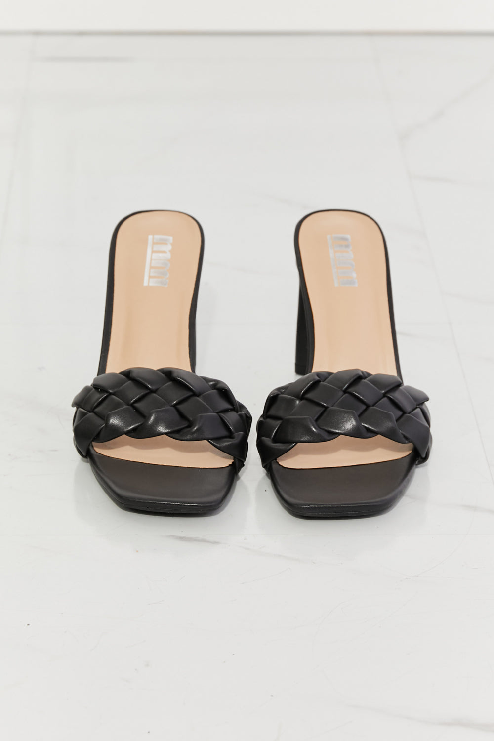 MMShoes Top of the World woven Block Heel Sandals in Black