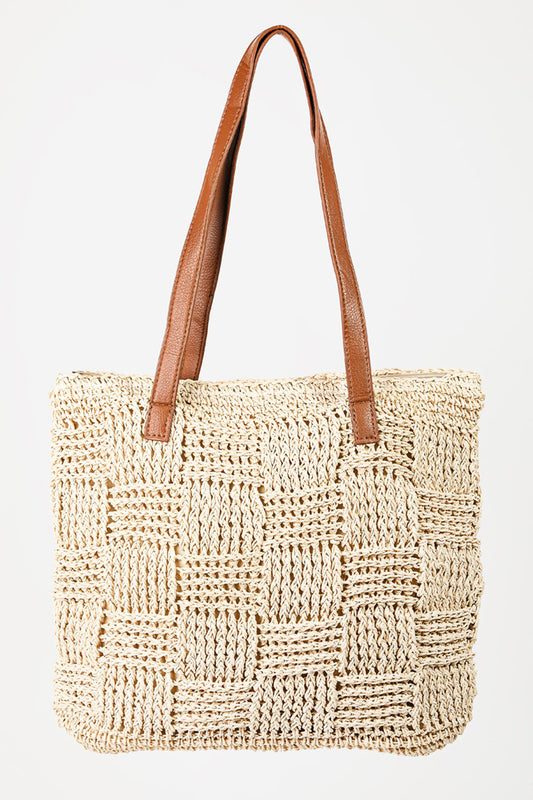 Fame woven Faux Leather Strap Tote Bag