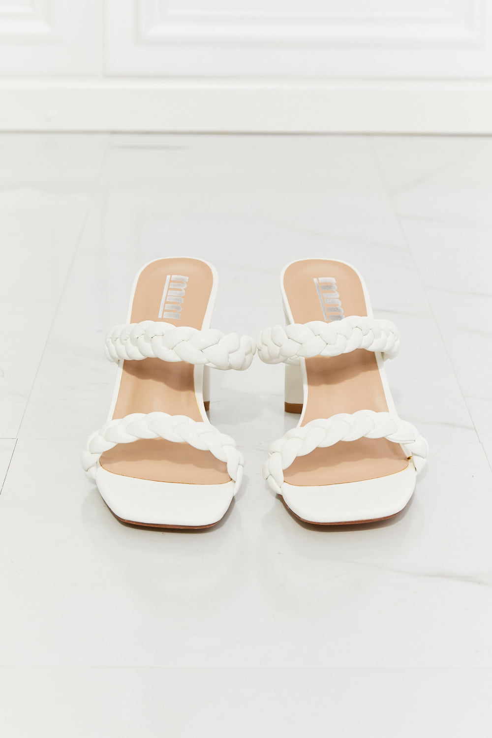 MMShoes In Love Double woven Block Heel Sandal in White