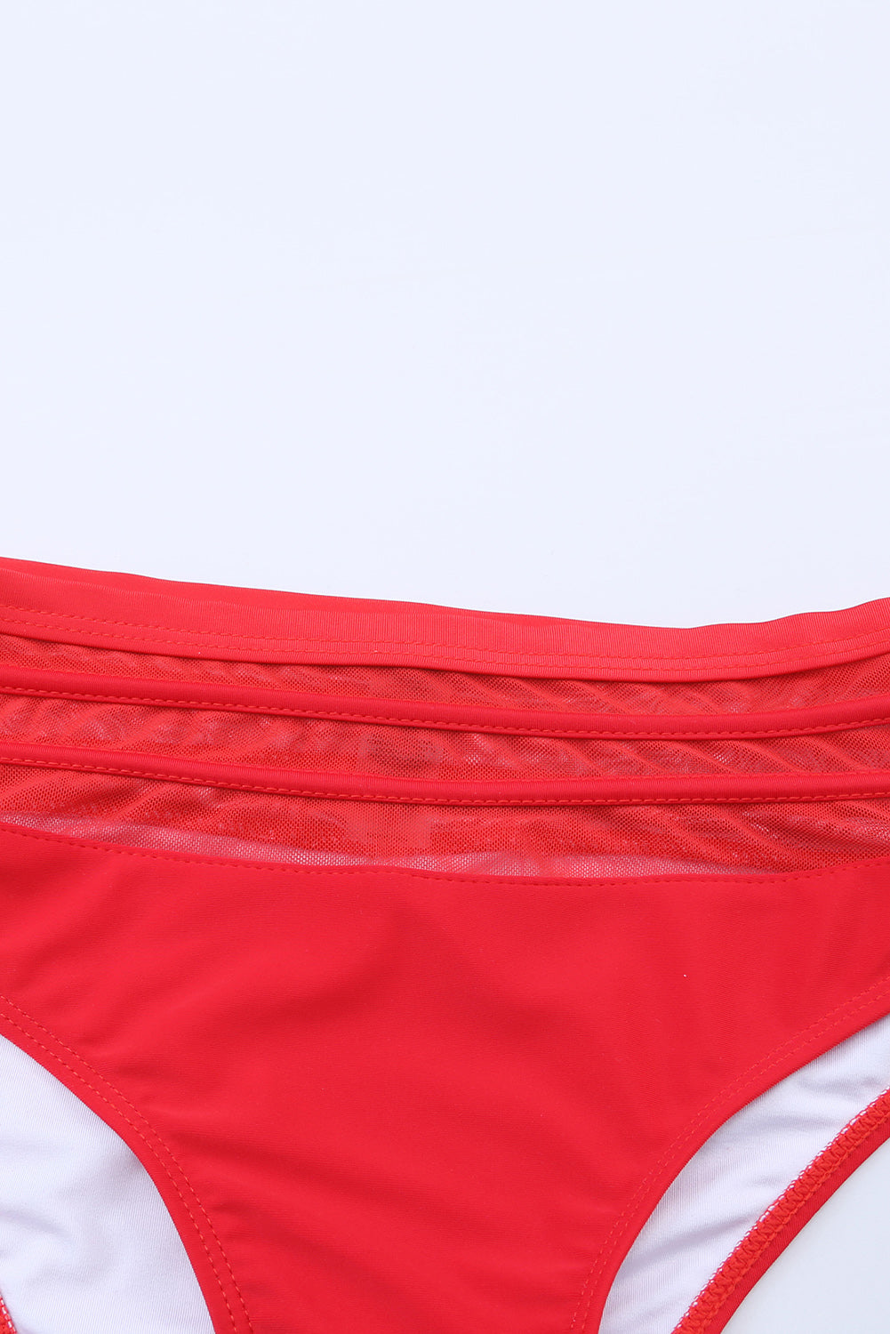 Fiery Red Scalloped Criss Cross High Waist Bikini