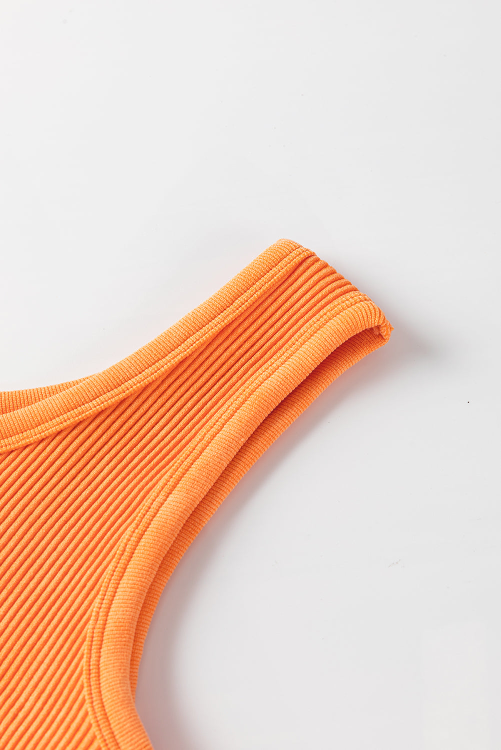 Grapefruit Orange Ribbed Seamless Cropped Tank Top