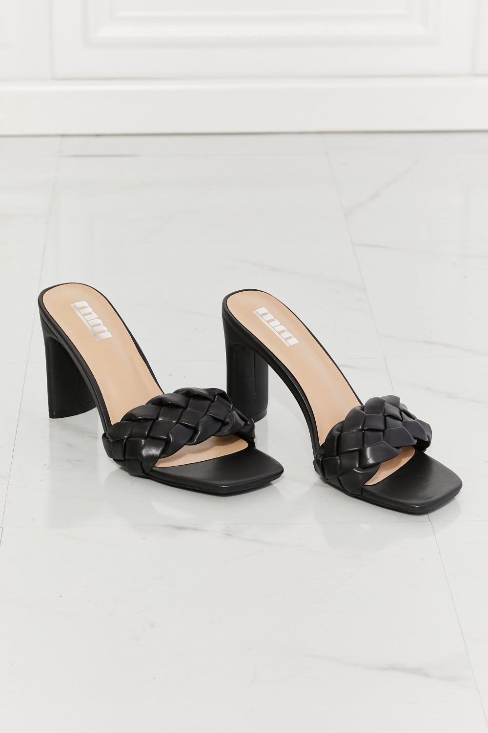 MMShoes Top of the World woven Block Heel Sandals in Black