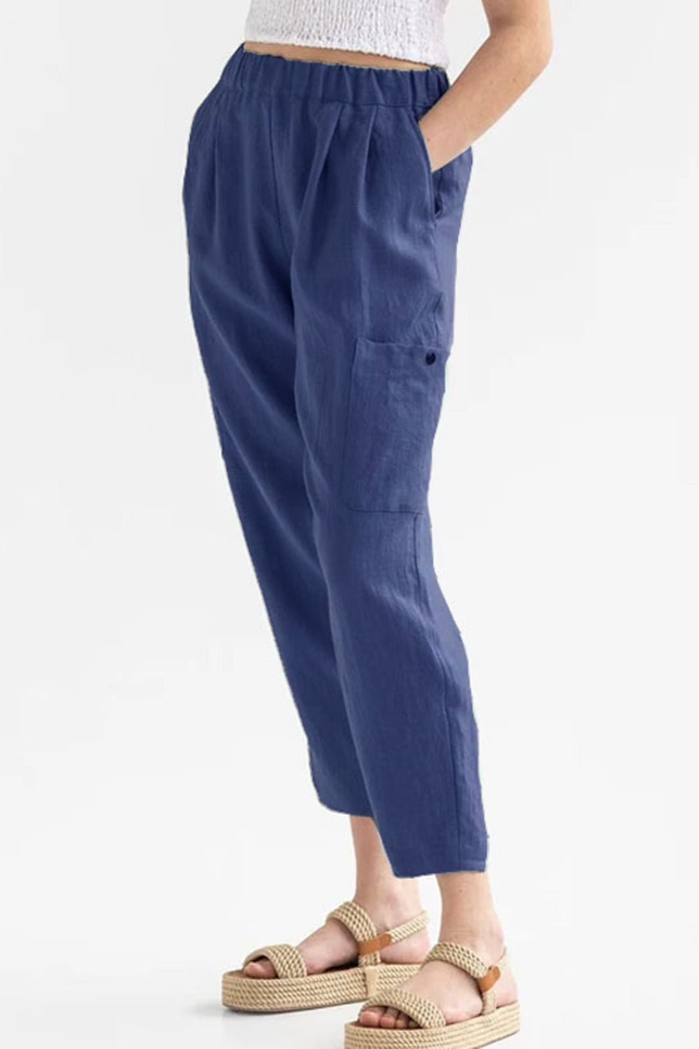 Pocketed Elastic Waist Pants