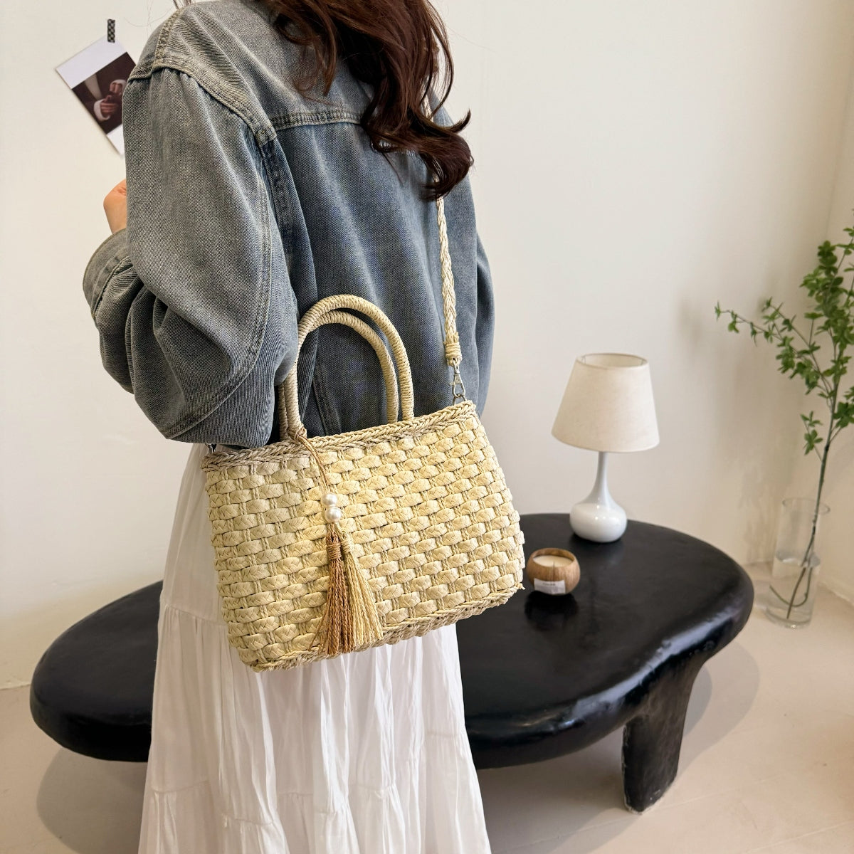 woven Strap Paper Weave Shoulder Bag