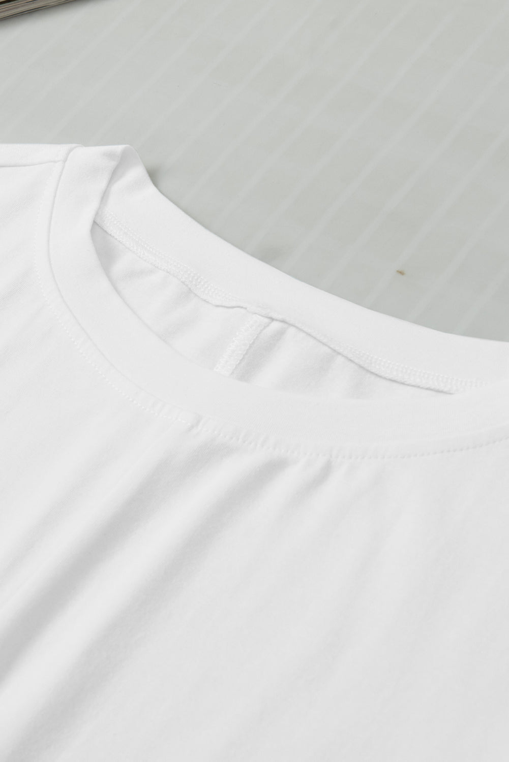 White Side tie Short Sleeve Crew Neck Top