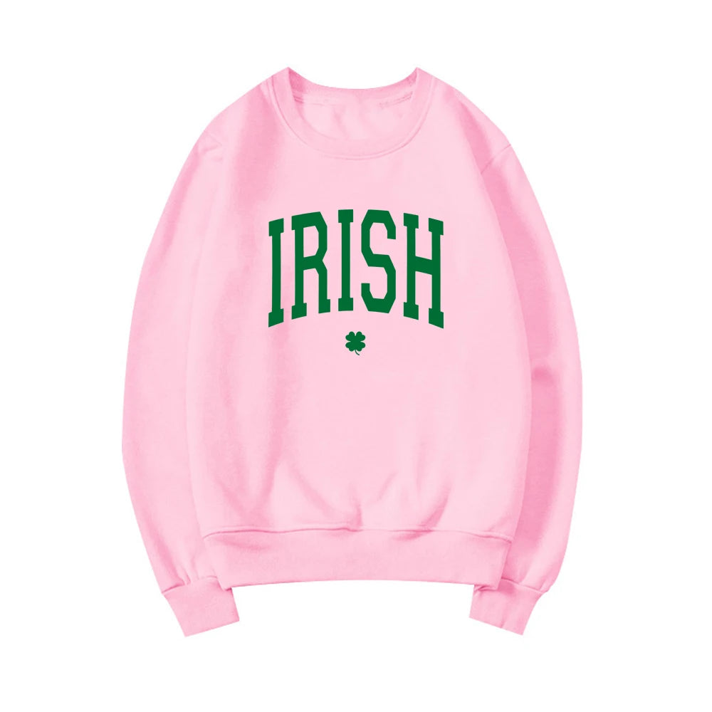 Irish Sweatshirt St Patricks Day Sweatshirts Saint Patricks Day Shirt Women Sweatshirt Long Sleeve Pullover Shamrock Hoodie Tops