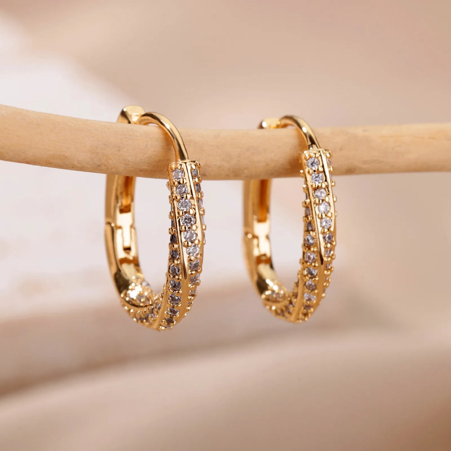 Oval Hoop Earrings For Women Stainless Steel Gold Color Round Hoops Earring