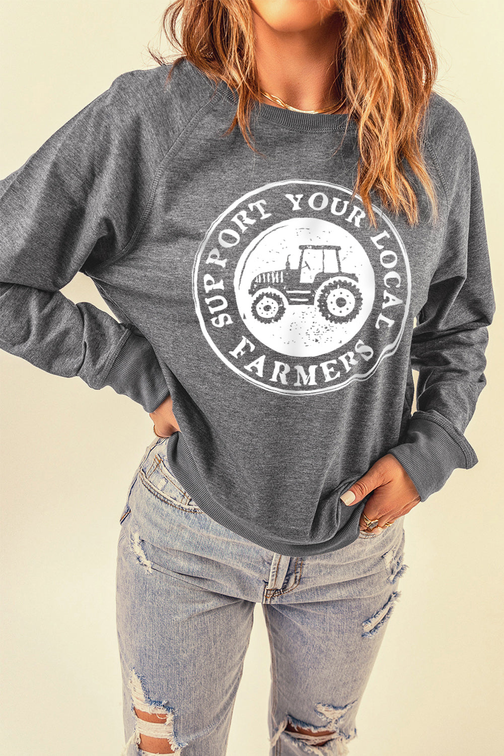 SUPPORT YOUR LOCAL FARMERS Graphic Sweatshirt