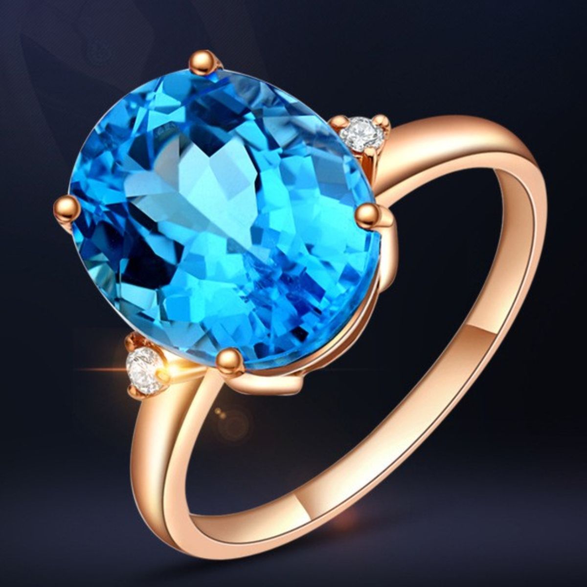 Rose Gold-Plated Artificial Gemstone Ring