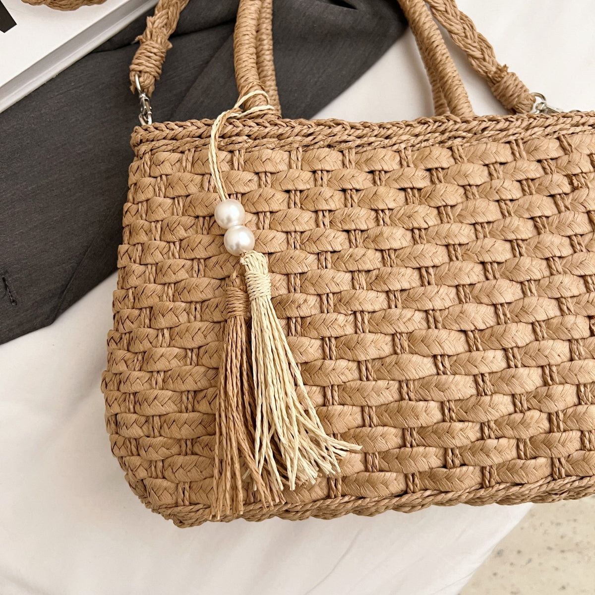 woven Strap Paper Weave Shoulder Bag