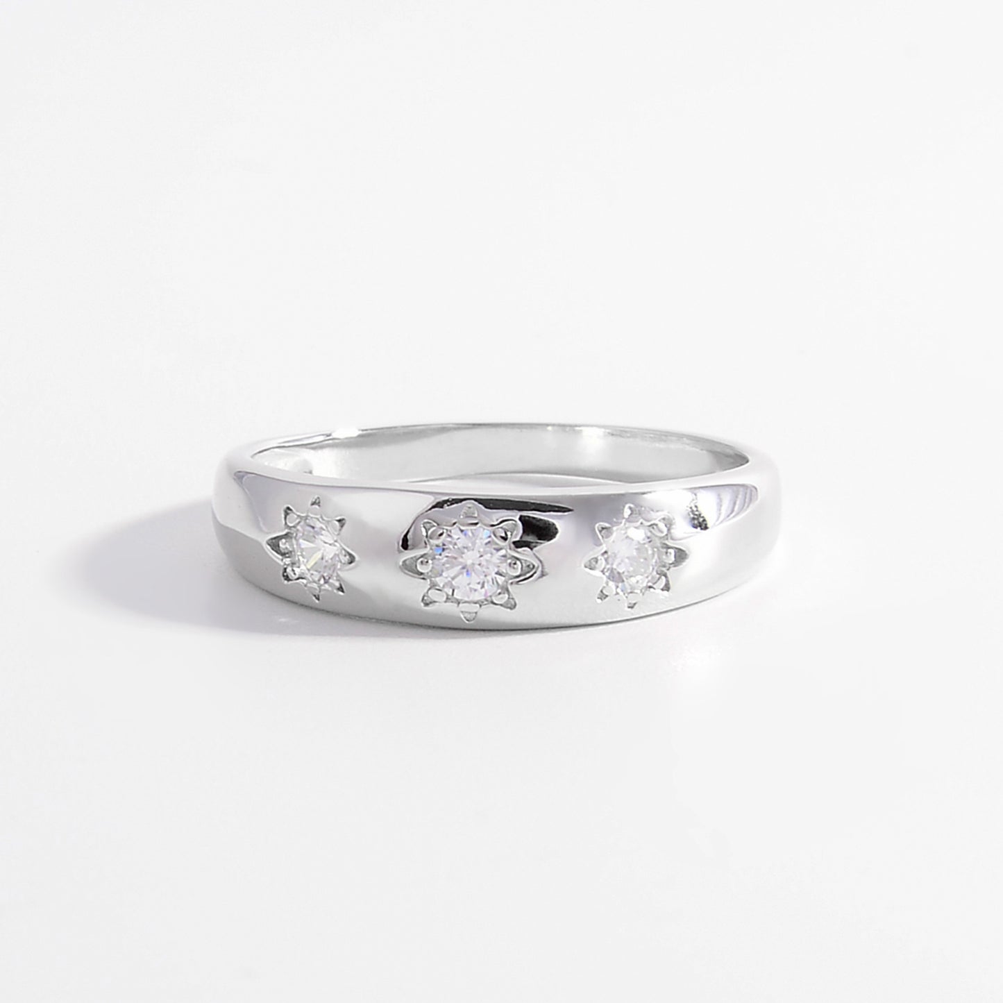 925 Sterling Silver Inlaid Zircon Ring