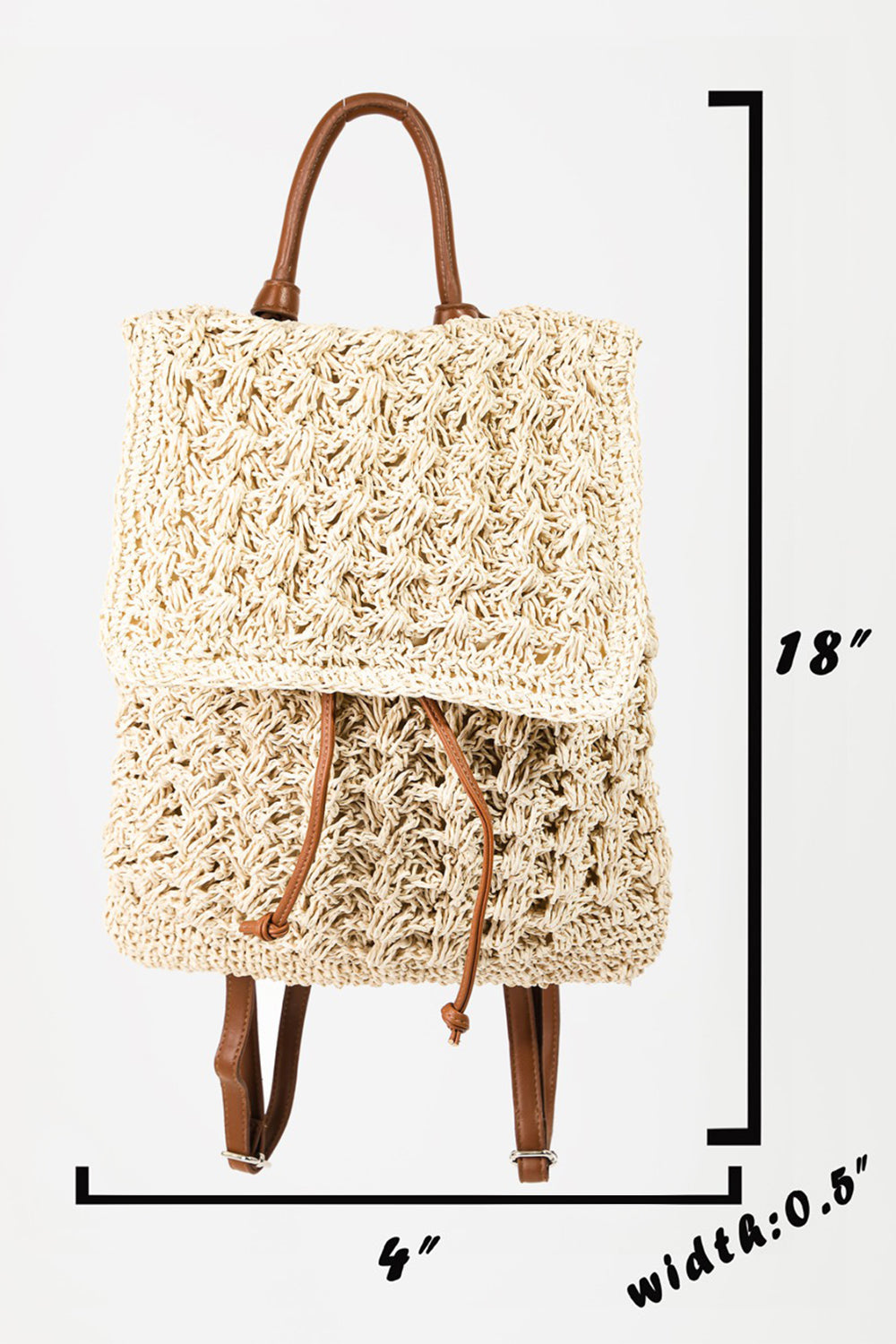 Fame Straw woven Faux Leather Strap Backpack Bag