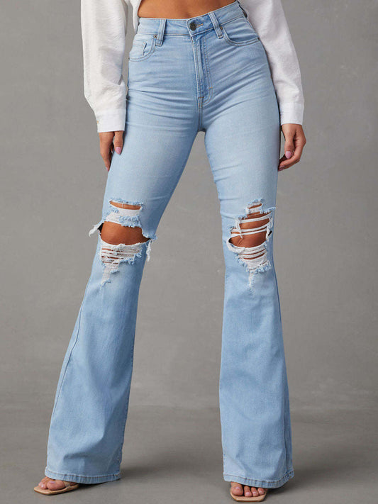 Distressed flare denim Jeans