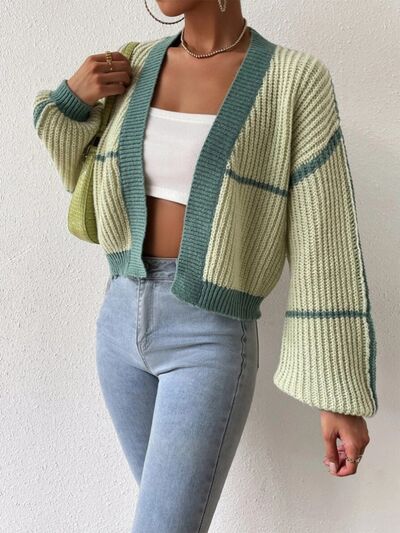 Open Front Dropped Shoulder Cardigan