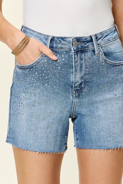 Judy Blue Full Size High Waist Rhinestone Denim Shorts